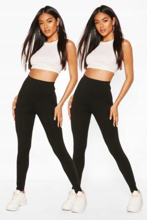 Z3G125 BOOHOO DAMSKIE LEGGINSY CZARNE KLASYCZNE M - obrazek 3