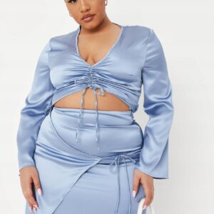 M1E315 MISSGUIDED PLUS SATYNOWA BLUZKA KRÓTKA 44