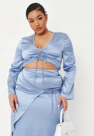 M1E315 MISSGUIDED PLUS SATYNOWA BLUZKA KRÓTKA 44