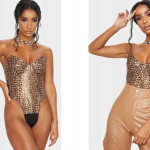 Z9F301 BODY GORSET Z FISZBINAMI PANTERKA EKO SKÓRA PRETTYLITTLETHING 34
