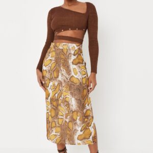 M5D211 MISSGUIDED SPÓDNICA PROSTA WZORZYSTA NA ZAMEK MIDI 38