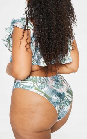 X4F218 PLT PLUS DAMSKI DÓŁ OD BIKINI WZÓR LIŚCIE 44
