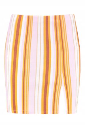 X0C311 BOOHOO DOPASOWANA SPÓDNICA MINI Z ROZCIĘCIEM PASKI 38 M - obrazek 4
