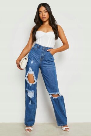 M1E201 BOOHOO SPODNIE DAMSKIE PETIT JEANSOWE S