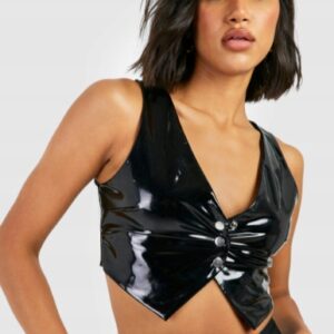 M4B315 BOOHOO TOP DAMSKI CZARNY BEZ RĘKAWÓW 38