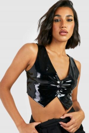 M4B315 BOOHOO TOP DAMSKI CZARNY BEZ RĘKAWÓW 38