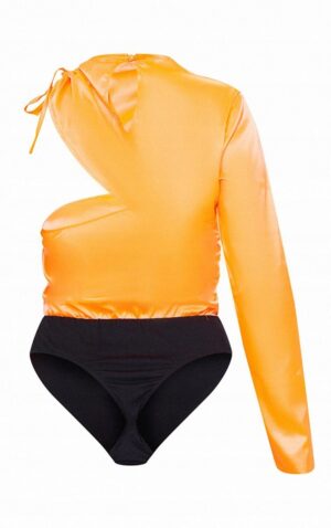 X4E014 PLT POMARAŃCZOWE BODY JEDEN RĘKAW SATYNA 38 M M - obrazek 3