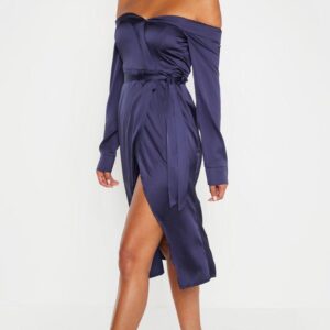 Z6G304 PRETTYLITTLETHING SATYNOWA SUKIENKA Z ROZCIĘCIEM 38 M