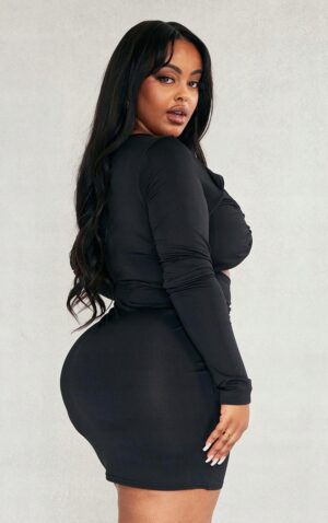 M8A010 DOPASOWANA SUKIENKA Z WYCIĘCIAMI PLUS SIZE PRETTYLITTLETHING 44 - obrazek 4