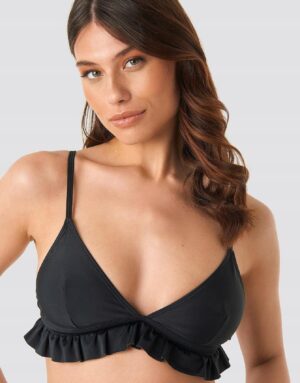 Z3G222 NA-KD CZARNY BIUSTONOSZ OD BIKINI Z FALBANKĄ NA RAMIĄCZKACH M