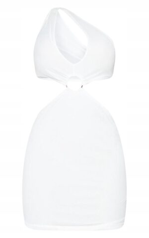 M1A312 PRETTYLITTLETHING ASYMETRYCZNA BIAŁA SUKIENKA 38 M - obrazek 3