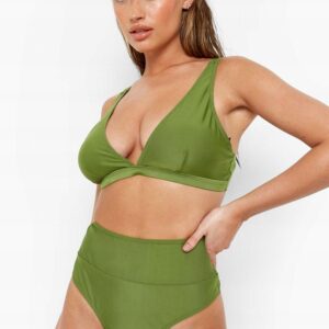 X9C118 BOOHOO ZIELONE FIGI BIKINI WYSOKI STAN XXL