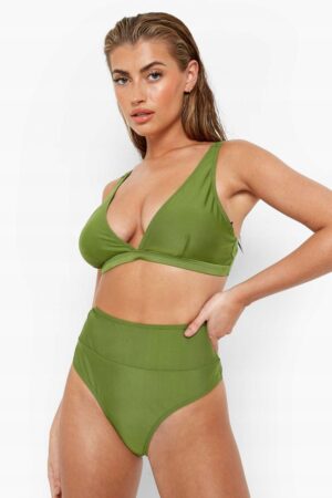 X9C118 BOOHOO ZIELONE FIGI BIKINI WYSOKI STAN XXL