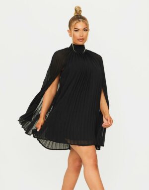 Z1G306 PRETTYLITTLETHING CZARNA SUKIENKA PLISOWANA PELERYNKA 42 XL