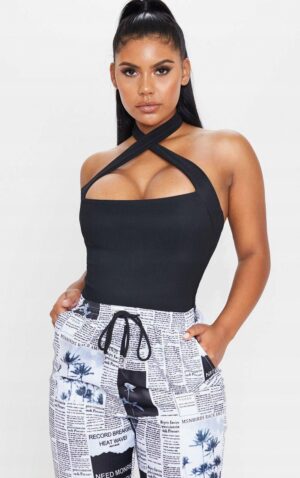 Z7F202 ASYMETRYCZNE PRĄŻKOWANE BODY CZARNE PRETTYLITTLETHING 38 - obrazek 5