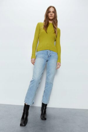 X3G123 BOOHOO CIENKI SWETEREK OLIWKOWY M 38 M