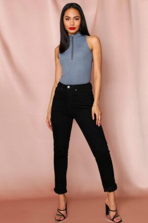 X3G311 MISSPAP CZARNE SPODNIE JEANSOWE MOM JEANS 38 M - obrazek 4