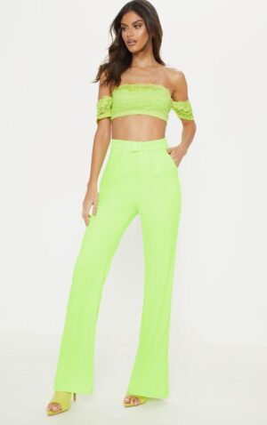 Z0D107 PRETTYLITTLETHING NEON LIMONKA KORONKOWY TOP OPASKA 44 XXL