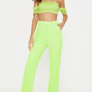 Z0D107 PRETTYLITTLETHING NEON LIMONKA KORONKOWY TOP OPASKA 44 XXL