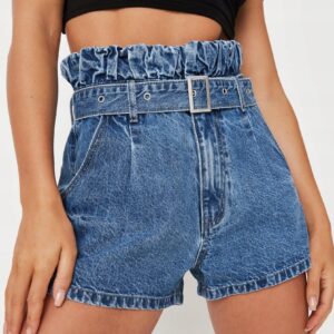 Z9C007 MISSGUIDED KRÓTKIE JEANSOWE SPODENKI 32