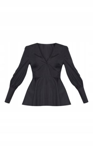 Z1G007 PLT CZARNA BLUZKA WRAP BASKINKA XXL XXL - obrazek 4