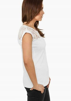 M8C206 URBAN CLASSICS DAMSKI BIAŁY T-SHIRT Z KORONKĄ S - obrazek 3