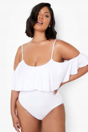 X3F225 BOOHOO PLUS SIZE STRÓJ KĄPIELOWY BIAŁY 44 44 - obrazek 4