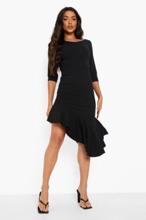 Z1E102 BOOHOO CZARNA SUKIENKA MIDI FALBANA 38 M