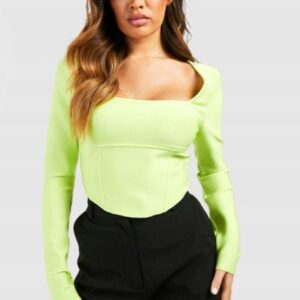 X7E106 BOOHOO DAMSKI BANDAŻOWY GORSET LIMONKOWY 42