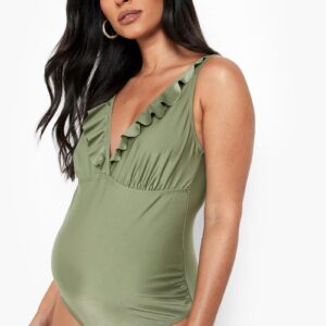 X9D309 BOOHOO MATERNITY STRÓJ KĄPIELOWY KHAKI 36 S