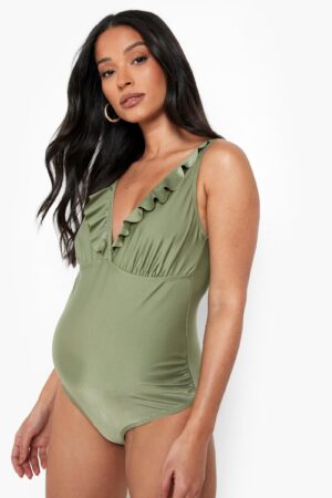 X9D309 BOOHOO MATERNITY STRÓJ KĄPIELOWY KHAKI 36 S