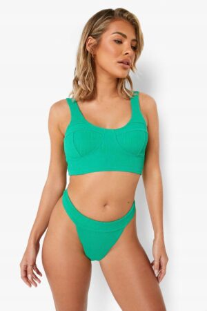 X9D314 BOOHOO DRAPOWANE BIKINI FIGI TANGA 38 M - obrazek 2