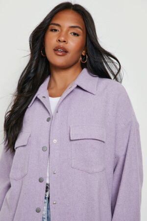 X6A018 BOOHOO PLUS SIZE DŁUGA KOSZULA FIOLETOWA NA ZATRZASKI 7XL - obrazek 2