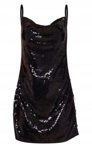 M4B007 PLT CZARNA SUKIENKA GLAMOUR CEKINY S - obrazek 5