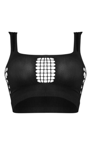 X6F002 PRETTYLITTLETHING TOP NA RAMIĄCZKACH CZARNY DAMSKI L/XL - obrazek 4