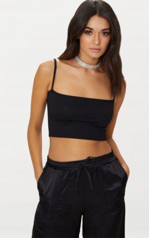 Z3E309 DOPASOWANY CROP TOP PRĄŻKOWANY NA RAMIĄCZKACH PRETTYLITTLETHING 34 - obrazek 3