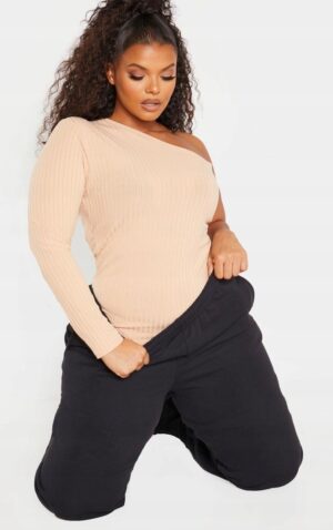 X5F107 PLT DAMSKA BEŻOWA BLUZKA ASYMETRYCZNA PLUS SIZE 44 - obrazek 4