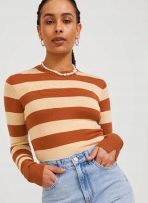 X0F301 JJXX DOPASOWANY KRÓTKI SWETER W PASKI XS - obrazek 2