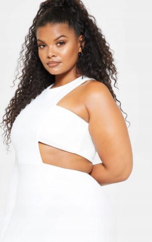 X2A025 PLT DAMSKA ASYMETRYCZNA SUKIENKA ECRU PLUS SIZE 52 - obrazek 3