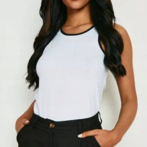 X0E005 BOOHOO BIAŁY DOPASOWANY TOP NA RAMIĄCZKACH 42 XL