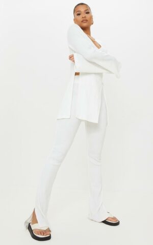 X4D301 PLT DAMSKIE SPODNIE CREAM 34 XS XS