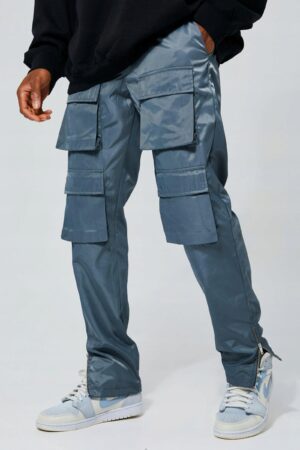 Z6D207 MATERIAŁOWE SZARE SPODNIE MĘSKIE BOJÓWKI SLIM FIT BOOHOO 36