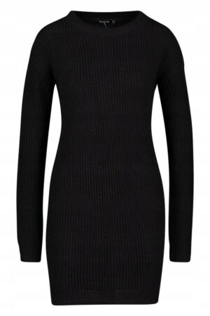 X9F102 BOOHOO DZIANINOWA SUKIENKA MINI CZARNA S