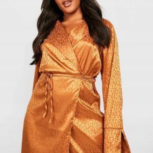 M0B004 BOOHOO KOPERTOWA SUKIENKA BRĄZOWA 4XL