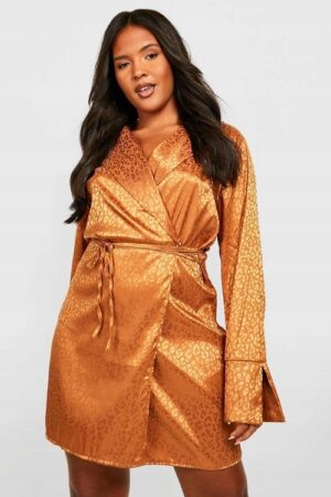 M0B004 BOOHOO KOPERTOWA SUKIENKA BRĄZOWA 4XL