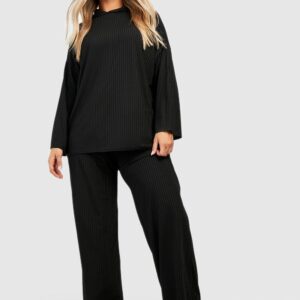Z3F313 BOOHOO PLUS CZARNA BLUZKA PRĄŻKOWANA 44 XXL