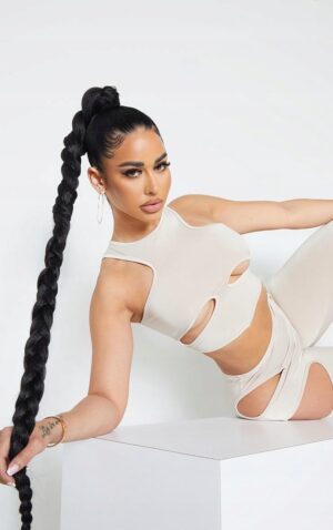 X2E015 PLT SHAPE BEŻOWY CROP TOP WYCIĘTY 36 S - obrazek 5