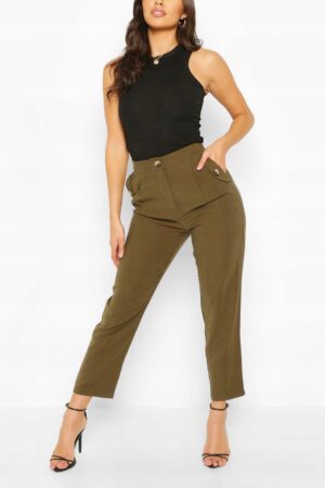 M8F007 BOOHOO CZARNE MATERIAŁOWE SPODNIE 7/8 Z KIESZENIAMI 38 M - obrazek 4