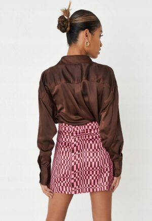 M6C305 MISSGUIDED RÓŻOWA SATYNOWA SPÓDNICZKA 34 - obrazek 3