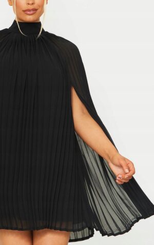 Z1G306 PRETTYLITTLETHING CZARNA SUKIENKA PLISOWANA PELERYNKA 42 XL - obrazek 3